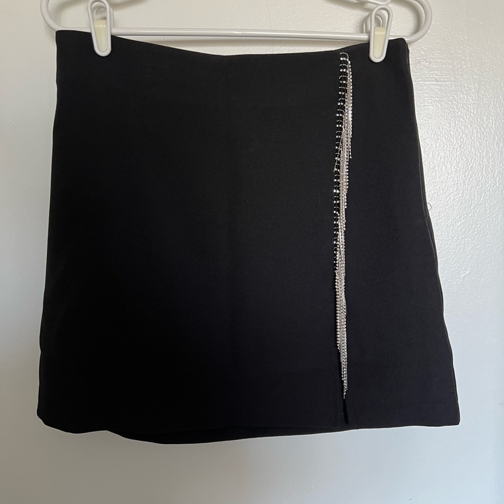 Vero Moda Kasey Embellished Fringe Black Miniskirt NWT - Picture 4 of 4